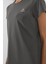 Koyu Gri Basic Kısa Kol Standart Kalıp O Yaka Kadın T-Shirt - 97144 5