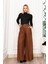 Dikiş Pileli Bol Paça Kemerli Pantolon 30183 1