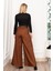 Dikiş Pileli Bol Paça Kemerli Pantolon 30183 2