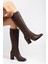 YSN-4422 Kahve Topuklu Kadın Çizme 1
