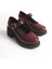 K-708 Bordo Kırışık Rugan Tokalı Yüksek Tabanlı Loafer Ayakkabı 5