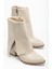 Kadın Sivri Burun Bej Cilt Detaylı Topuklu Bot 2