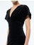 Slim Fit Kısa Yarasa Kollu Kruvaze V Yaka Midi Boy Kadife Elbise 5