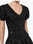 V Yaka Kısa Kollu Pullu Payetli Volanlı Mini Abiye Elbise 5