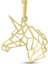 14 Ayar Origami Unicorn Tasarım Altın Kolye Ucu 1