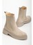 Kadın Lastikli Günlük Bej Süet Kalın Tabanlı Bot 2