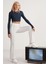 Essie Kadın Bisiklet Yaka Slim Fit Uzun Kollu Crop Petrol Mavisi Büstiyer 2