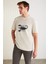 KURT Erkek %100 Pamuklu Akrep Baskılı Kısa Kollu Taş Rengi T-Shirt 4