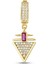 14 Ayar Fuşya Taşlı Üçgen Tasarım Altın Kolye Ucu 1