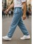 Erkek Pileli Yüksek Bel Bol Kesim Baggy Loose Fit Jean PANTOLON-C354 5