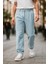 Erkek Pileli Yüksek Bel Bol Kesim Baggy Loose Fit Jean PANTOLON-C354 5