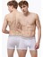 Erkek Beyaz 2 Li Paket Pamuk Elastan Boxer 075 1