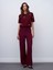 7535 Yanı Fermuarlı Bol Paça Pantolon-Bordo 3