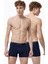 Erkek Lacivert 2 Li Paket Pamuk Elastan Boxer 075 1