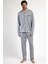 63796 Erkek Gri Ekose Pijama Takımı 1