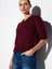 10831 V Yaka Kısa Kollu Triko Kazak-Bordo 3