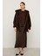 Kapüşonlu Kürk Görünümlü Exclusive Uzun Ceket K. Kahve 1008 3
