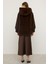 Kapüşonlu Kürk Görünümlü Exclusive Uzun Ceket K. Kahve 1008 8
