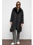 Peluş Garnili Çıt Çıt Kapamalı Kruvaze Kapitone Mont Siyah 6787 2