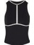 Base Contrast Trim Sleeveless Zip Up Şekillendirici Fermuarlı Kadın Üst 2