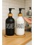2li Siyah Beyaz Cam Sıvı Sabunluk 500ML - Bambu Stantlı 1