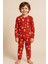 Çocuk Yılbaşı Temalı Pijama Takımı Kırmızı 1