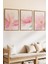 3 Parça Pembe Çiçek Temalı Ahşap Çerçeve Görünümlü Mdf Tablo Seti 2