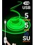 5V USB Neon LED Şerit 5 Metre Yeşil | Silikonlu Su Geçirmez Esnek Aydınlatma 3
