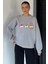 Kadın Bisiklet Yaka Ön Nakışlı Şardonlu Sweatshirt P-00018838 2