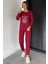 Kadın Baskılı Uzun Kol Bisiklet Yaka Pijama Takımı P-00018716 1