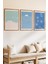 3 Parça Sakin Mavi Konsepli Ahşap Çerçeve Görünümlü Mdf Tablo Seti 2