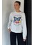 Kadın Bisiklet Yaka Kelebek Baskılı Taş Işlemeli Sweatshirt P-00018830 1
