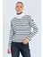 kadın çizgili balıkçı yaka triko kazak 5