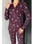 Kadın Ön Düğmeli Uzun Kol Ekose Desenli Pijama Takımı P-00018752 3