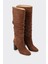 Kahve Deri Kadın Topuklu Çizme 2