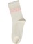 Kadın Premium Dikişsiz Bambu Konç Çiçekli Çorap Ekru 2