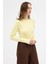 Sarı Premium/Viskoz Yumuşak Kumaşlı Parmak Geçmeli Crop Bluz 8162A 3