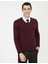 Erkek Bordo Slim Fit V Yaka Basic Triko Kazak 50248554-VR014 3