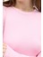 Pembe Premium/Viskoz Yumuşak Kumaşlı Parmak Geçmeli Crop Bluz 8162A 5