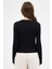 Siyah Premium/Viskoz Yumuşak Kumaşlı Parmak Geçmeli Crop Bluz 8162A 6