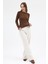 Kahve Premium/Viskoz Yumuşak Kumaşlı Parmak Geçmeli Crop Bluz 8162A 8