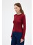 Bordo Premium/Viskoz Yumuşak Kumaşlı Parmak Geçmeli Crop Bluz 8162A 3