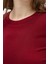 Bordo Premium/Viskoz Yumuşak Kumaşlı Parmak Geçmeli Crop Bluz 8162A 5
