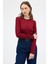 Bordo Premium/Viskoz Yumuşak Kumaşlı Parmak Geçmeli Crop Bluz 8162A 7