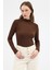 Kahve Yarım Boğaz Uzun Kollu Body 2069 1