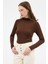 Kahve Yarım Boğaz Uzun Kollu Body 2069 2