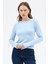 Mavi Premium/Viskoz Yumuşak Kumaşlı Parmak Geçmeli Crop Bluz 8162A 2