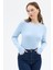 Mavi Premium/Viskoz Yumuşak Kumaşlı Parmak Geçmeli Crop Bluz 8162A 7