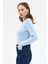 Mavi Premium/Viskoz Yumuşak Kumaşlı Parmak Geçmeli Crop Bluz 8162A 8