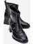 Sade Çift Tokalı Küt Burunlu Topuklu Bot SİYAH CİLT 1